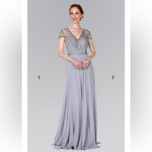 Elizabeth K GL2405 Adorable Illusion Sweetheart Flared Long Beaded Dress Gown